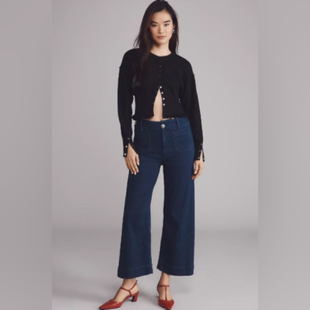 The Colette Crop High-Rise Wide-Leg Jeans by Maeve